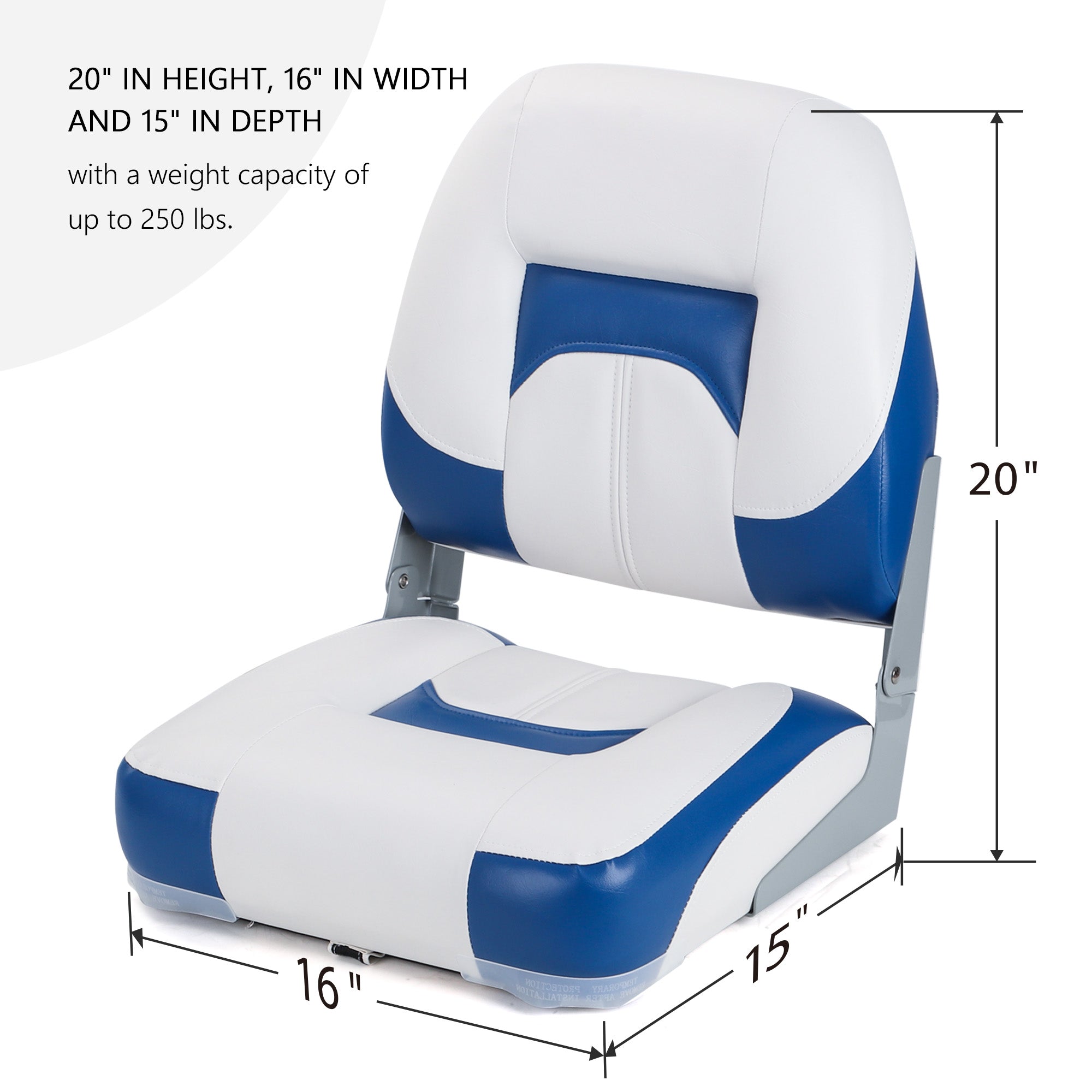 NORTHCAPTAIN Deluxe Low Back Folding Boat Seat,Stainless Steel Screws Included